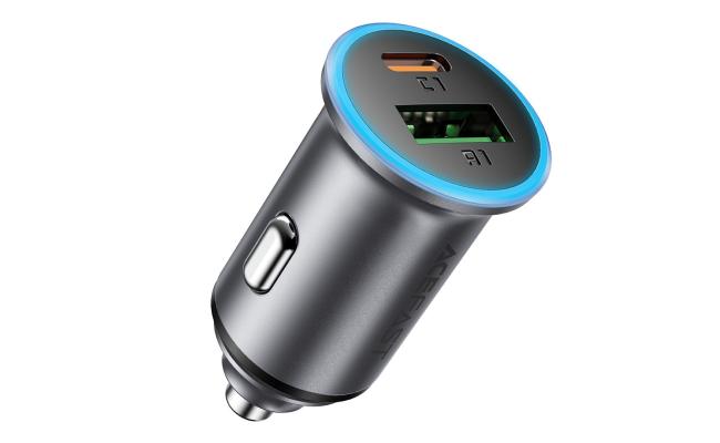 ACEFAST B15 65W Metal Car Charger Dual Port USB-A + USB-C Fast Charging Car Power Adapter Cigarette Lighter - Black